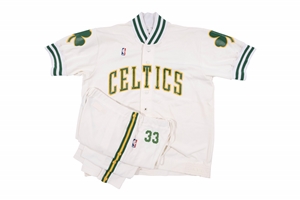 1989-90 Larry Bird Boston Celtics Game Worn Home Warm-Up Suit (Jacket & Pants) – Naismith Hall of Fame COA