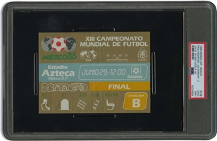 June 29, 1986 FIFA World Cup Final (Argentina 3, West Germany 2) Ticket Stub – Maradona Assists on GW Goal in 84th Min. -- PSA GD 2 (Four Graded Higher)