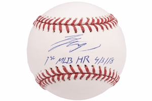 Shohei Ohtani Single Signed & Inscribed "1st MLB HR 4/3/18" OML (Manfred) Baseball – MLB Auth.