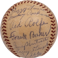 C. 1940-50s Early Hall of Fame Inductees Multi-Signed OAL Harridge Baseball with Cy Young, Ty Cobb, Speaker, Baker, DiMaggio, etc. (All 25 Autos Procured In-Person at HOF Inductions – PSA/DNA LOA