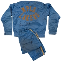 C. 1950 George Mikan Double-Signed Minneapolis Lakers Game Worn Warm-Up Suit (Jacket & Pants) – The Only Mikan Warm-Up Known to Exist! -- Sports Investors & JSA LOAs