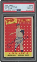 Hobby-Fresh 1958 Topps #487 All-Star Mickey Mantle Autographed – PSA EX-MT 6, PSA/DNA 10 Auto. (Only 3 w/ Superior Card Grade!)