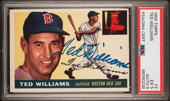Hobby-Fresh 1955 Topps #2 Ted Williams Signed Card – PSA EX 5, PSA/DNA 9 Auto. (Stands Along as Highest Dual-Grade Example!)