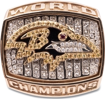 2000 Baltimore Ravens Super Bowl XXXV Champions 14K Gold Ring with Diamonds Presented to Wide Receiver Marcus Nash
