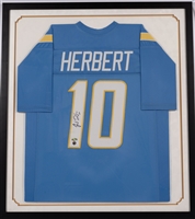 Justin Herbert Autographed Los Angeles Chargers Jersey Professionally Framed – Beckett Pending 