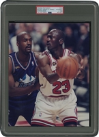1998 Michael Jordan "Last Dance" Original Photograph Taking on Bryon Russell (98 Finals "Last Shot" Preview) – PSA/DNA Type 1